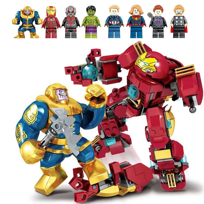 

7 IN 1 Compatible Marvel endgame Avengers 4 iron man set blocks Infinity war 3 super heroes hulk buster Thor minifigured