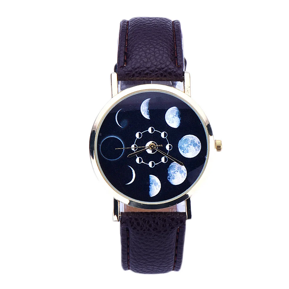 Модные Moon узор для мужчин для женщин кварцевые часы кожаный ремешок Аналоговый повседневное Спорт часы Relogio Feminino женский 2019