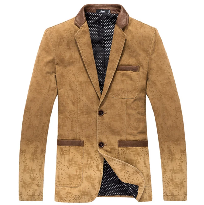 Хаки Новые мужские удобные 80 s модные блейзеры Повседневные Slim Fit Хлопок Мужской пиджак высокого качества брендовые блейзеры верхнее пальто плюс размер 3XL - Цвет: Хаки