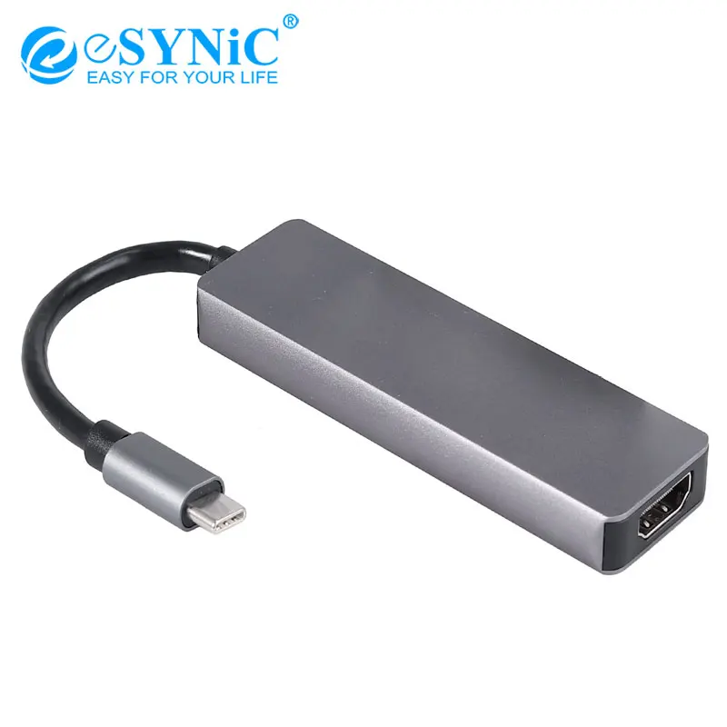 

ESYNiC 5in1 USB-C Hub Multiports 3.0 SD TF Card Reader Extension Adapter 4K HDMI For Windows XP Vista 7 8 10 Mac OS9.X 10.X