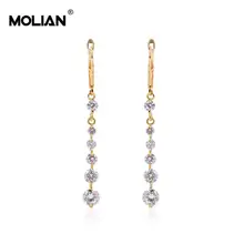

MOLIAN Water Drop Cubic Zirconia Silver Copper Gold Retro Design style jewelry Long drop earrings for women Elegant Eardrop