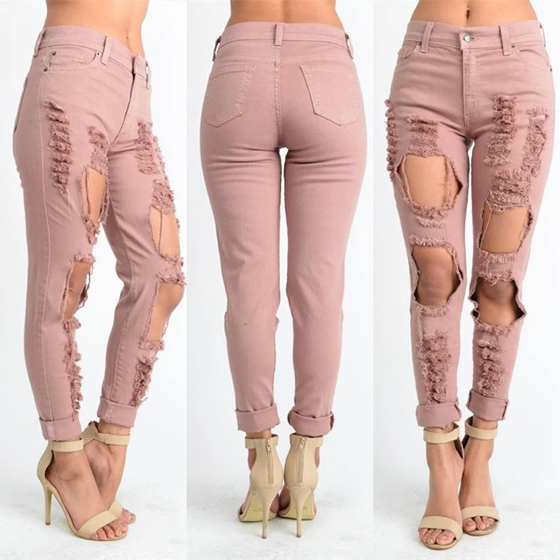 jeans rosa strappati