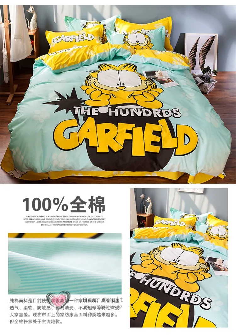 新しい ガーフィールド 100% コットン寝具セット 3d漫画キッド/子 