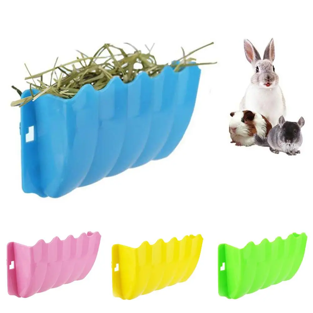 

Small Pet Rabbit Grass Feeder Rack Fixed External Shelf Plastic Grass Hay Bowl Rack Cat Guinea Pigs Small Animals Bowl pet Grass