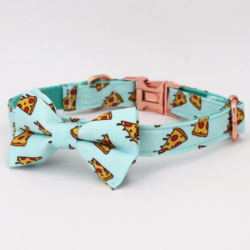 Cotton Dog Collar, Dog Pizza Collar, Metal Dog Collar