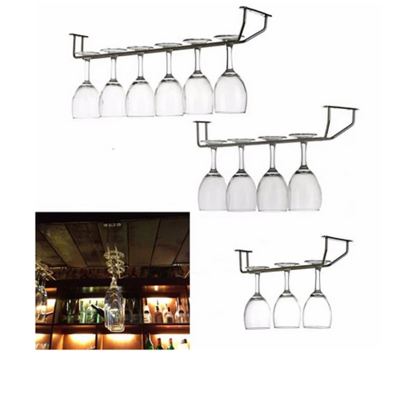 2017 Stainless Steel Wine Glass Cup Hanging Rack Holder Single Rows