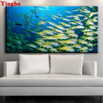 

Large Diy Diamond Painting Ocean sea fish Picture Of Rhinestones Mosaic Painting Full Square Drill Embroidery Diamond round