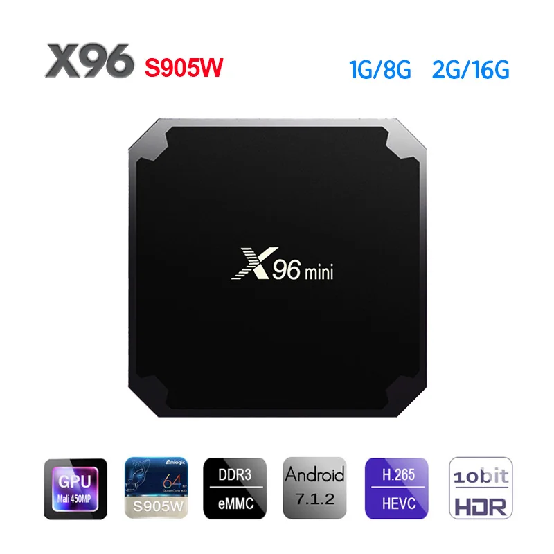 

New X96mini TV Box X96 Android 7.1 Smart TV Box Amlogic S905W Quad Core 2.4GHz WiFi 1G8G/2G16G Wifi 4K HD Set-top Box PK X92 T9