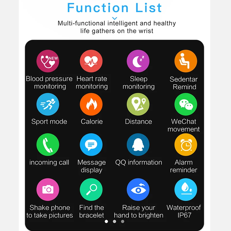 A6 Smartwatch IP67 Waterproof Wearable Device Bluetooth Pedometer Heart Rate Monitor Color Display Smart Watch For Android/IOS