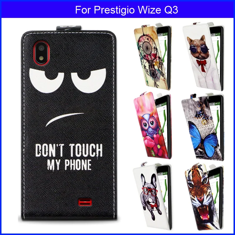 

Printed cool cartoon butterfly Tiger owl flip up and down leather case cover for Prestigio Wize Q3 Case
