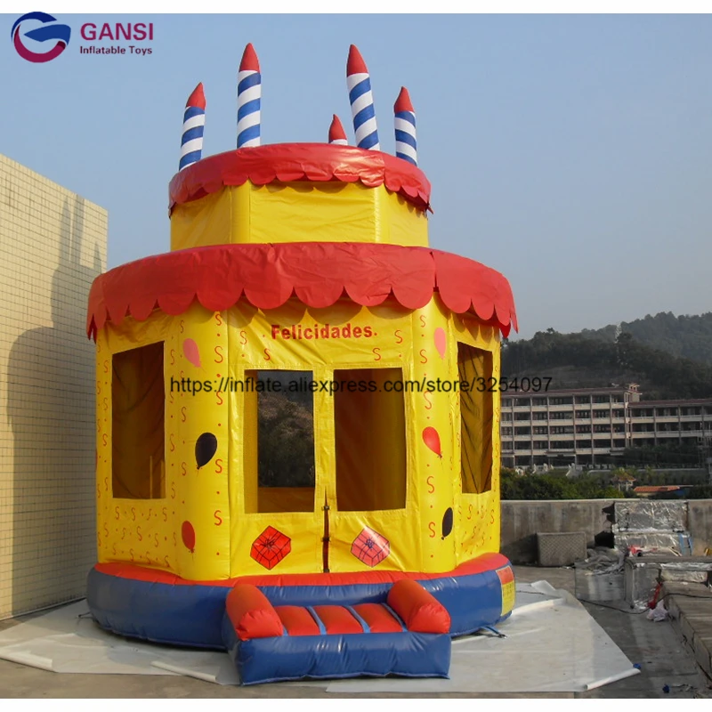 Birthday Party Inflatable Bounce House For Kids,5M Inflatable Jumping Castle With Birthday Cake Model colorful kids jumping castle 6 5 5m giant inflatable bouncer house with slide
