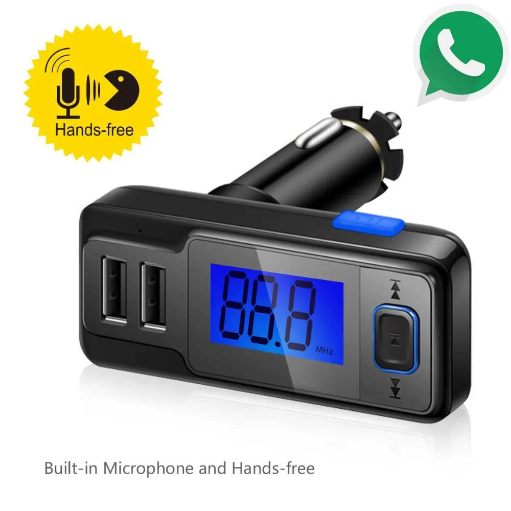 Vanjew BT719U fm передатчик Bluetooth FM модулятор 2 usb порта зарядное устройство Handsfree Вызов