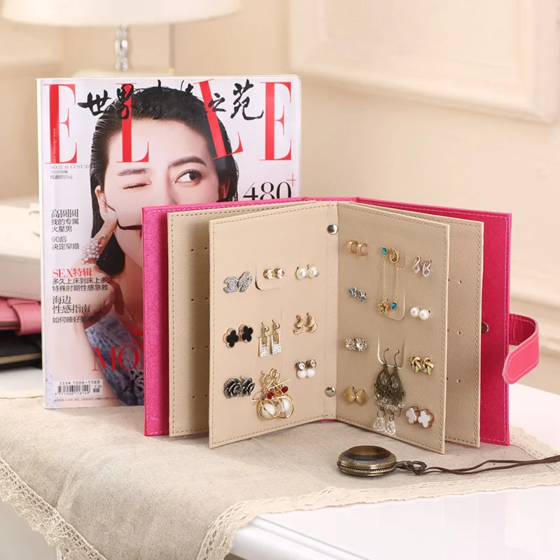 

Jewelry Storage Book Stud Earrings Collection Book Pattern Portable Jewelry Display Creative Jewelry Organizer Storage Box