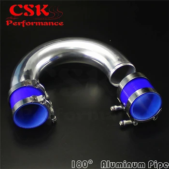 

180 Degree 80mm 3.15" Aluminum Intercooler Piping pipe Tube + Silicone hose w/ T-clamps