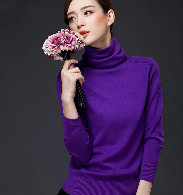 Горячая Распродажа, модные женские Новые пуловеры с длинным рукавом, стиль знаменитостей, Зимний вязаный свитер - Цвет: Фиолетовый