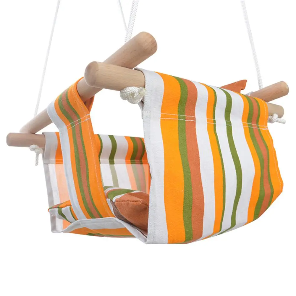Уличная игрушка детский сад детский холст качели Подвесной деревянный стул Крытый небольшой качающийся корзина качалка стул с подушкой