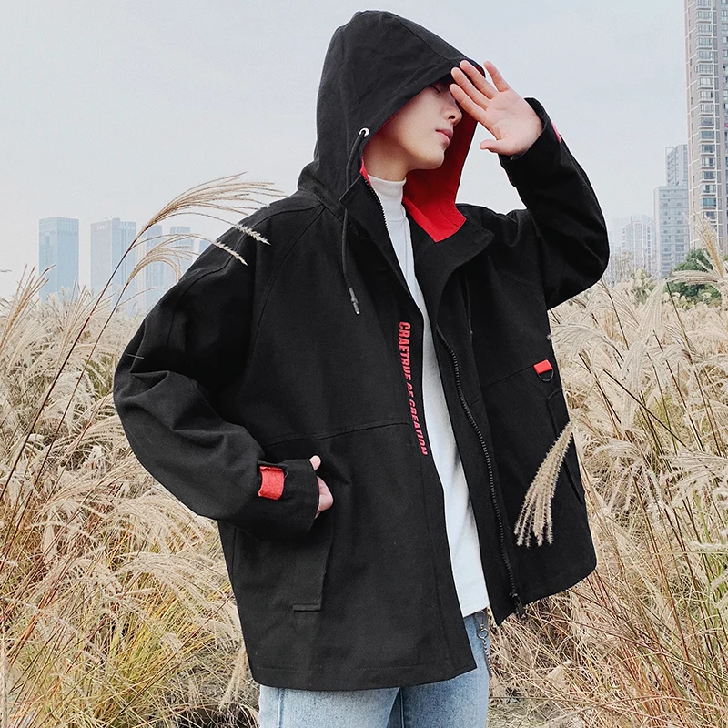 Khaki Cargo Jacket Men Japanese Swag Hip Hop Streetwear Jackets Mens Casual Erkek Mont Coat Heren Kleding Punk Rave Clothes 5J84