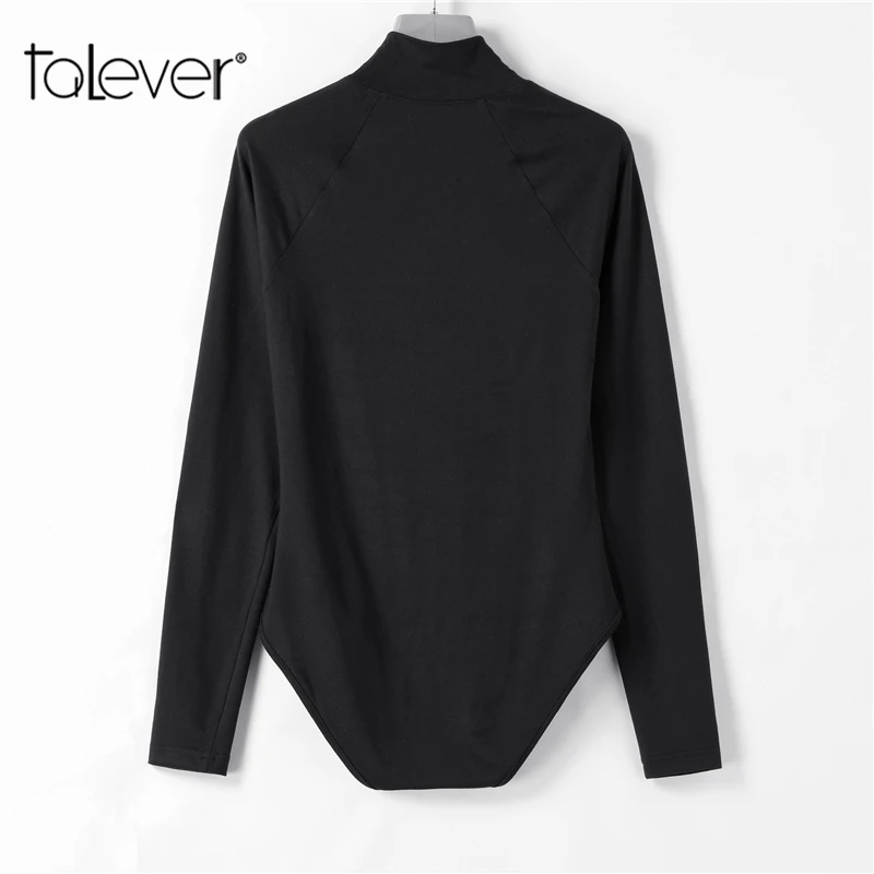 Autumn Winter Sexy Black Long-Sleeve Turtleneck Jumpsuit Women Basic Slim Bodysuit Female Fashion Jumpsuits Plus Size Talever