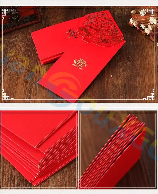 160set Hollow Fu Red Envelope Size Lucky Money Bag Housewarming 160set Hollow Fu Red Envelope Size Lucky Money Bag Housewarming Wedding Chinese New Year Gift