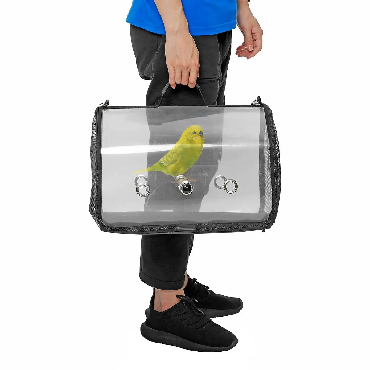 Уличная птица рюкзак с кормушкой попугай переноски клетка для попугая сумка с деревянной окуня ПЭТ дышащая птица путешествия сетчатая женская сумка
