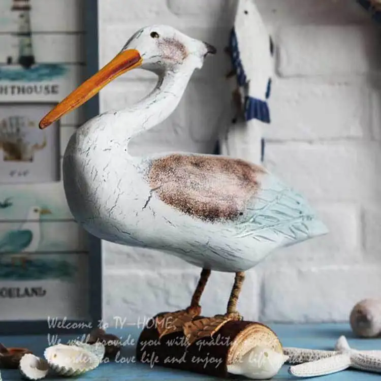 

Wood Craft Crafts Seabirds Nordic Wood Carving Furnishing Articles Cormorants Mediterranean Style Solid Home Decor free Shipping