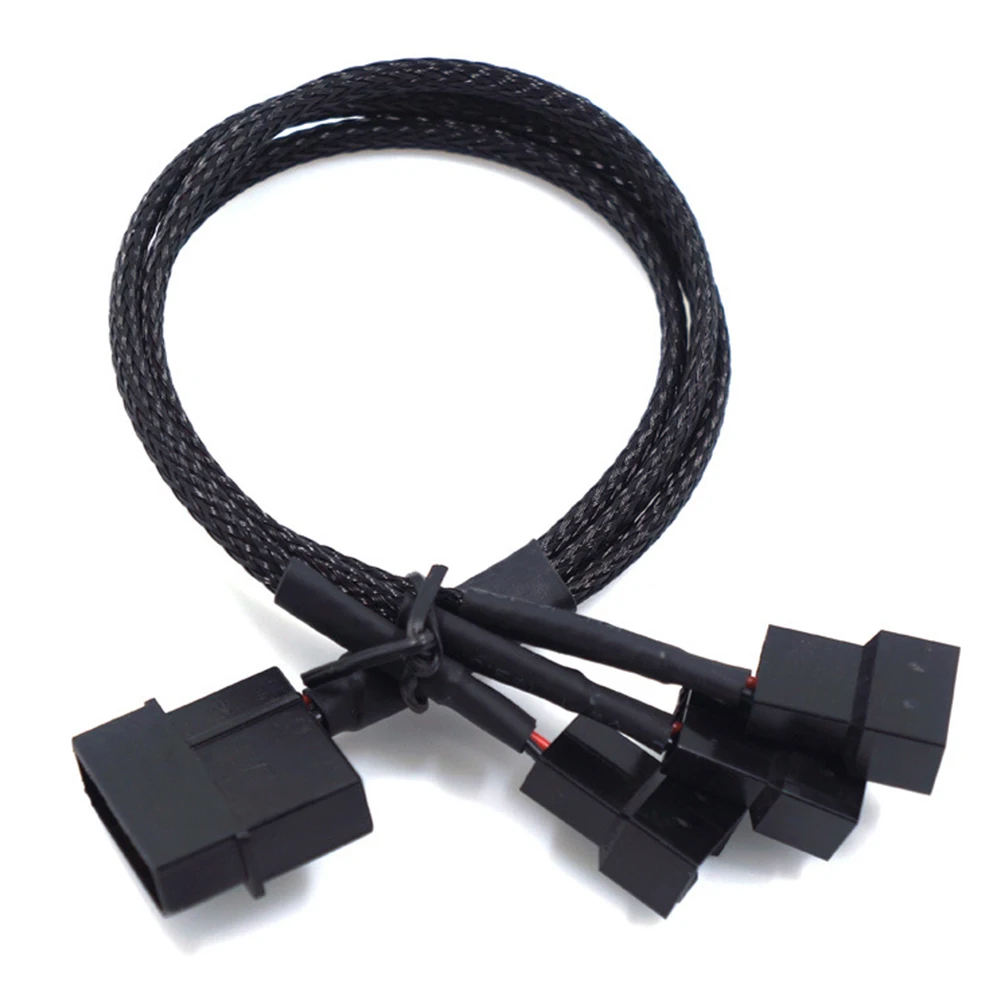 

4pin To 3pin 4pin For PWM Fan Computer Accessories Sleeved Stable Laptop Extension Connector 3 Ports Lightweight HUB Adapter