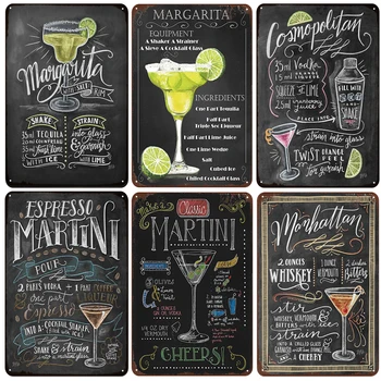 

[inFour+] New Margarita Bar Cocktail Metal Signs Home Decor Vintage Tin Signs Pub Home Decorative Plates Metal Sign Wall Plaques