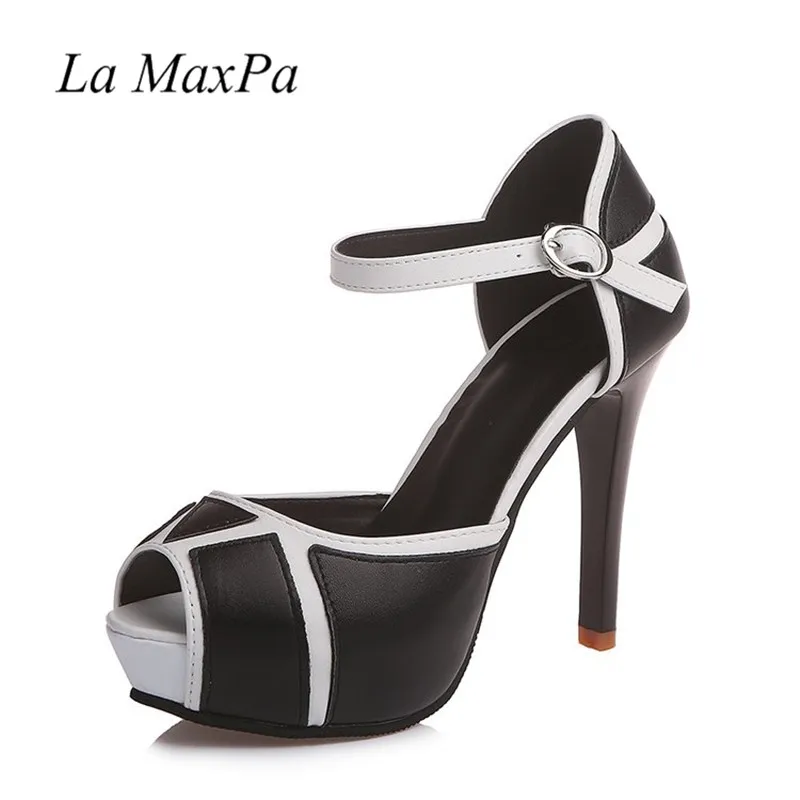 

Summer Hollow Buckle Women's Shoes European and American Fight Color Fish Mouth Platform High Heels Women Pumps Checkered Sandal