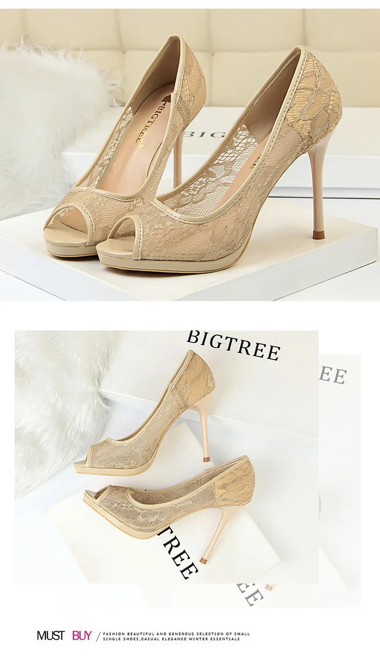 Bigtree/обувь; новые весенние туфли-лодочки; женская модная свадебная обувь на высоком каблуке; женская обувь с открытым носком; обувь для вечеринок на шнуровке; женская обувь на шпильках