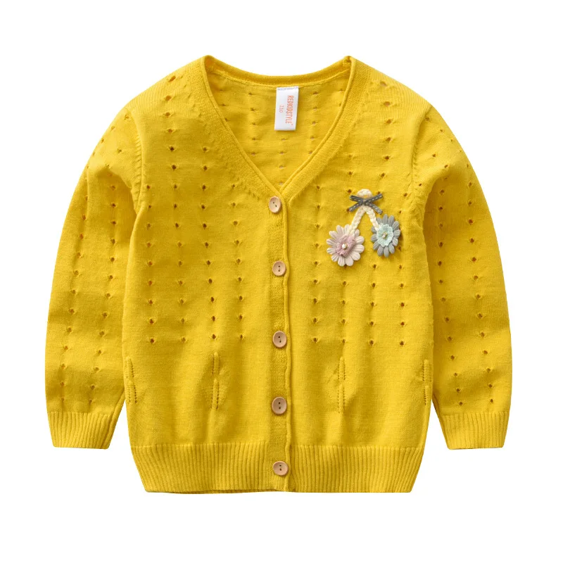 

Rlyaeiz 2018 Autumn Spring Baby Girls Hollow Out Cardigan Sweaters Daisy Flowe rKnitted Sweater Kids Coat For Children Clothes