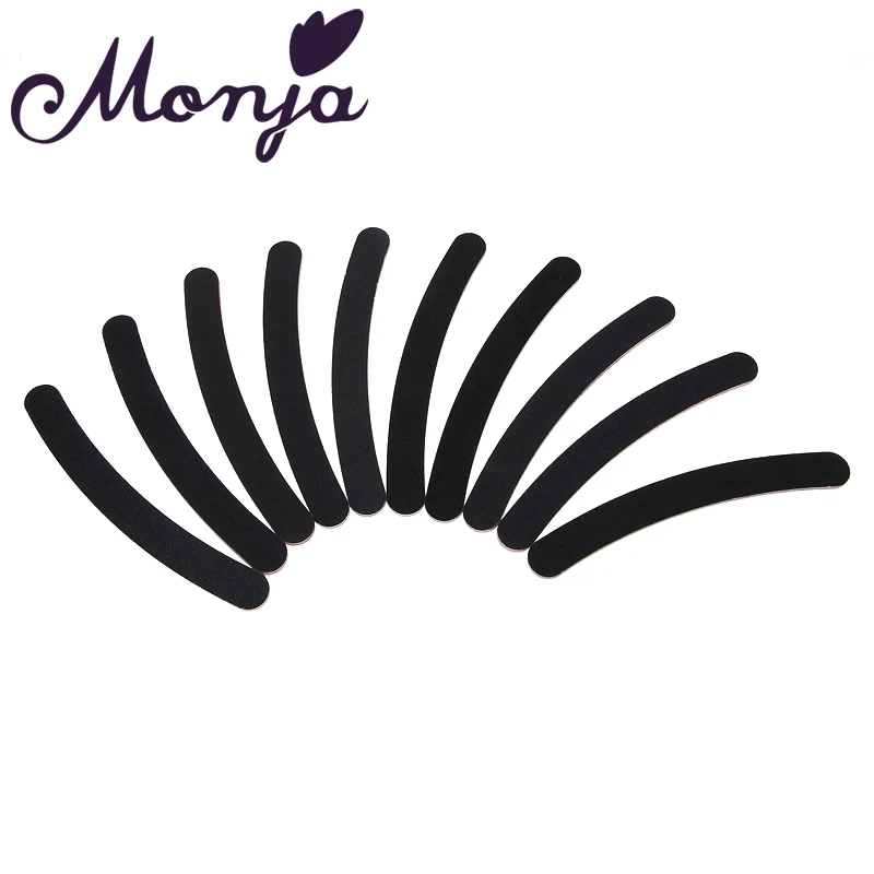 

Monja 10pcs/Set Black Nail Art 100/180 Curve Sanding Buffing Buffer Nail File UV Gel Polish Cleaning DIY Manicure Perdicure Tool