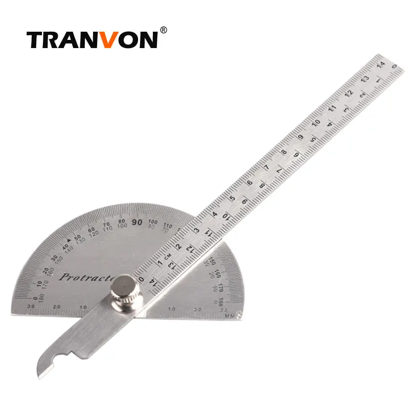 

Single Arm 145MM Professional Protractor Stainless Steel 180 Degree Angle Woodworking Measurement Protractor Ruler QF-L001