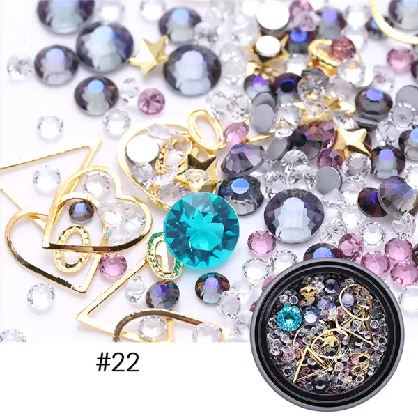 1 коробка разноцветные Стразы для ногтей 3D хрустальные камни для украшения ногтей Diy Дизайн Маникюр бриллианты - Цвет: 22