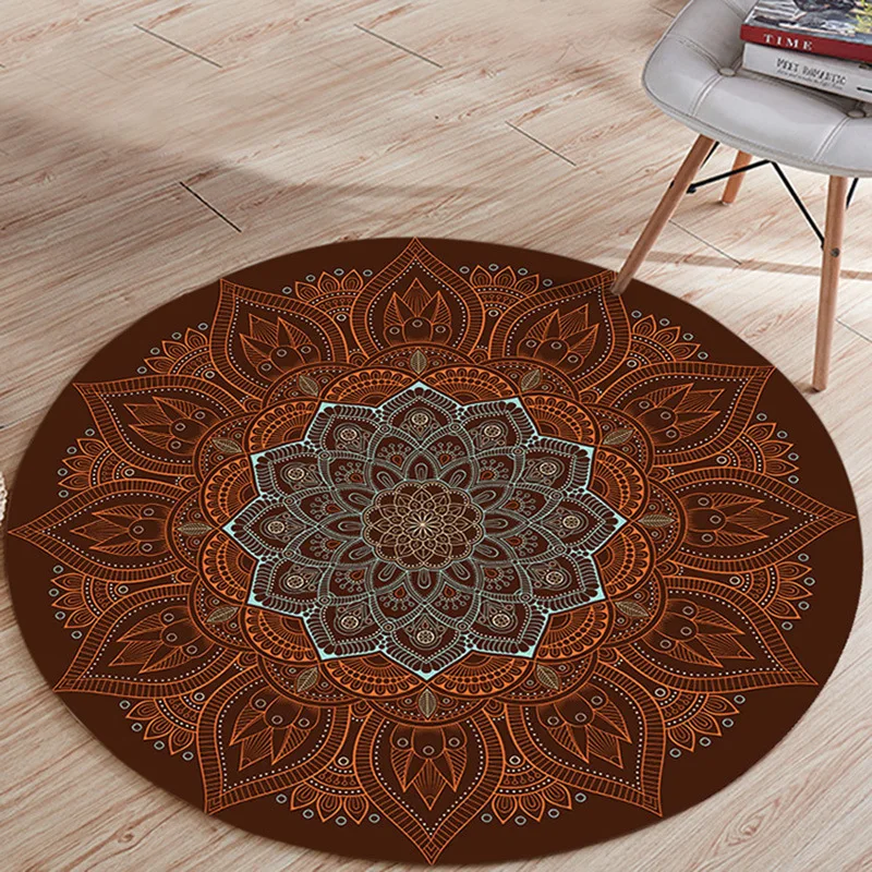 

Indian Bohemian Round Carpets For Living Room Ethnic Computer Chair Area Rug Persian Floor Mat Cloakroom Carpet for Bedroom