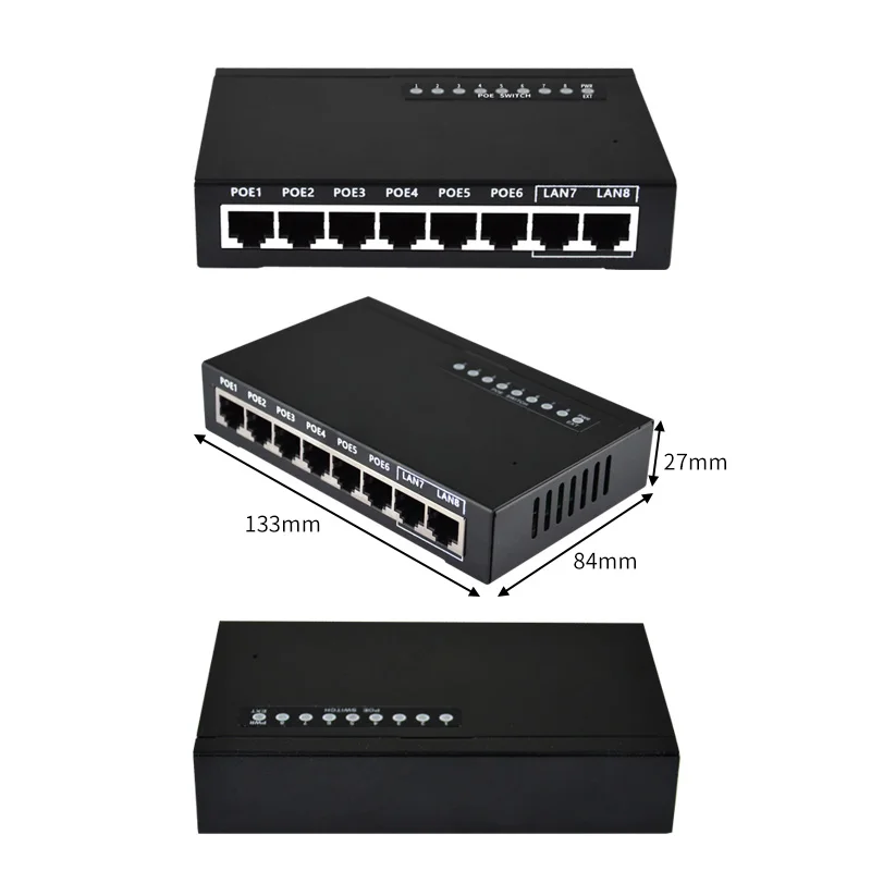 48V 90W 8 PoE порта выключатель инъектор Over Ethernet переключатель 12+/736-с Мощность адаптер для камеры системы видеонаблюдения