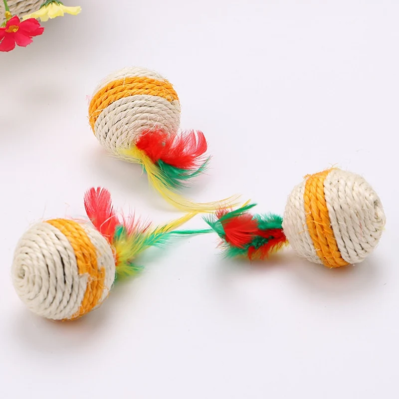 feather teaser Sound catnip toys ball hair Kitten Play pet cat supplies