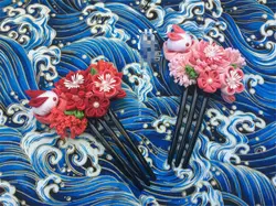 Ручной работы шпильки хлопок ткань зажим для волос кролик заколки японский Стиль аниме Косплэй аксессуары прекрасный кимоно свадебный