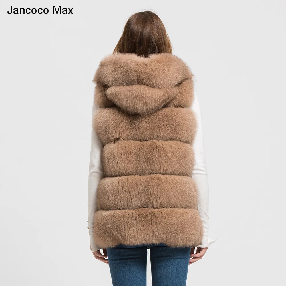Jancoco Max 2019 жилет с капюшоном из натурального лисьего меха женский зимний для