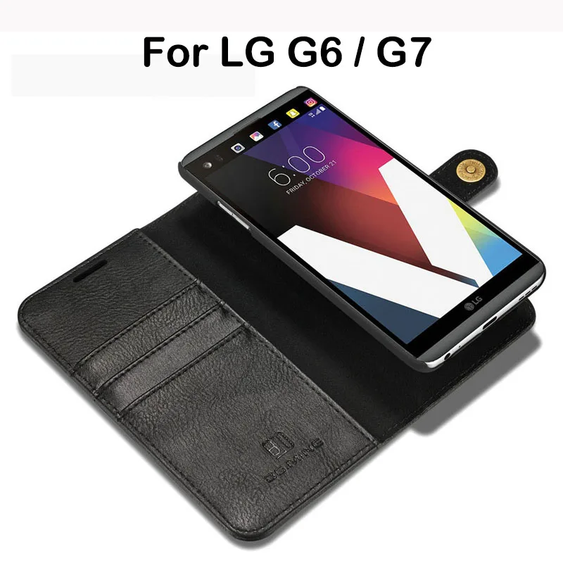 

2 in 1 Magnetic Detachable Leather Back Cover Case For LG G6 G7 Case Leather Flip Luxury Card Holder Ultra Thin For LG G 6 G 7