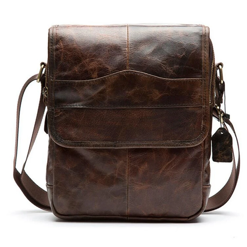 

Vintage Messenger bag men's shoulder bag Genuine Leather strap Small Casual Flap Male Crossbody Bags Business Men Handbags