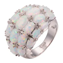 Venta al por mayor blanco del ópalo de fuego 925 anillo de moda anillo talla 6 7 8 9 10 11 F1265