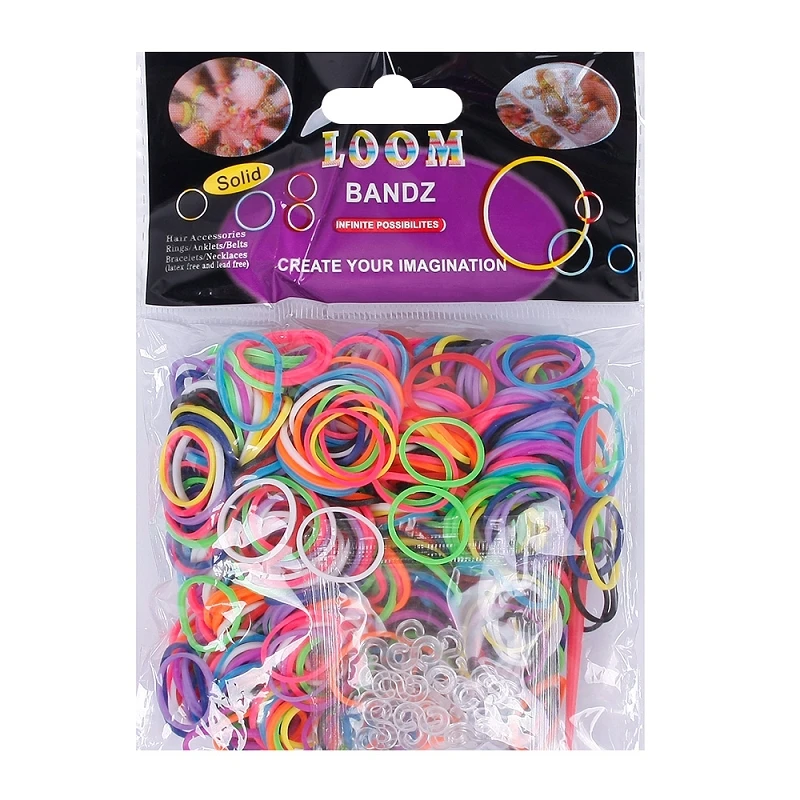 Bandas de goma elásticas para mujer, pulseras de diferentes colores, 24 Clips, 1 gancho, DIY, 600 unids/bolsa|Pulseras de - AliExpress
