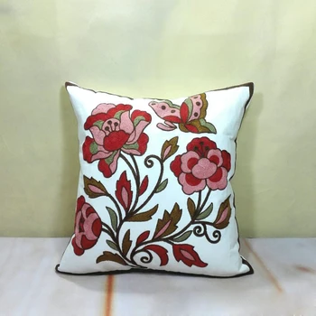 

Free Shipping 1pcs 100% Cotton European Embroidery Cushion Cover Home Decor Throw Pillows Decorative Pillow Case YANZ020