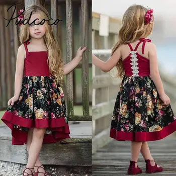 

Summer Toddler Baby Girls Sleeveless Strap Dress Floral Backless Wedding Princess Pageant Party Dresses Sundress Vestidos 1-6y