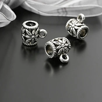 

(28086)100PCS 8x7MM,hole 3.5MM Antique Silver Zinc Alloy Large Hole Beads Charms Connector Diy Jewelry Findings Accessories
