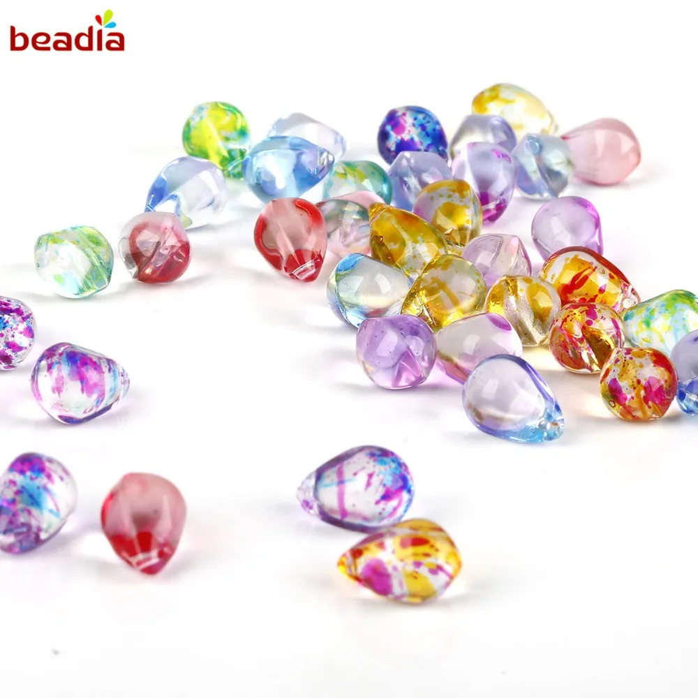 5Pcs Mixed Czech Glass Oval Loose Big Hole Charm Spacer Beads DIY Jewelry Making