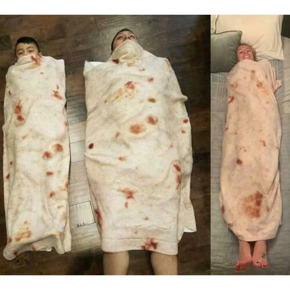 

Tortilla Soft Fleece Throw Blanket Soft Printing Tortilla de Harina Burrito Blanket Round and Square Shape Funny Gag Gift