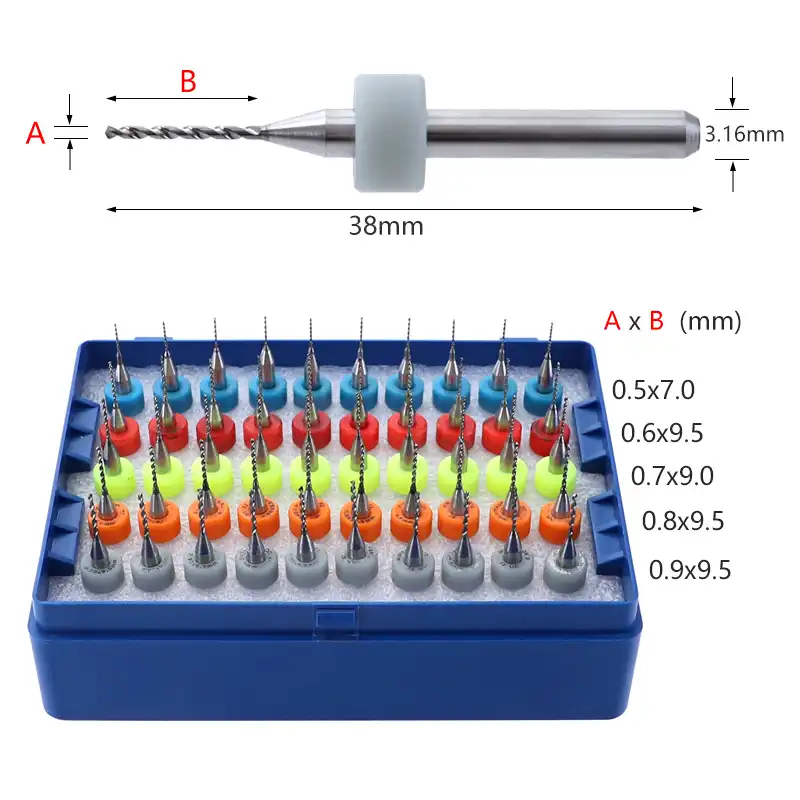 50Pcs//set 0.5mm-0.9mm Tungsten Micro Drill Bit PCB Circuit Board Engraving Box~