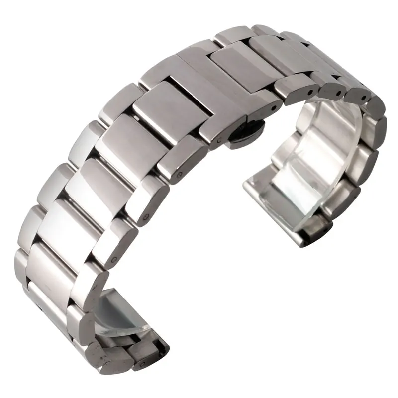 High Quality 18mm/20mm/22mm Silver Solid Stainless Steel Watchband Band