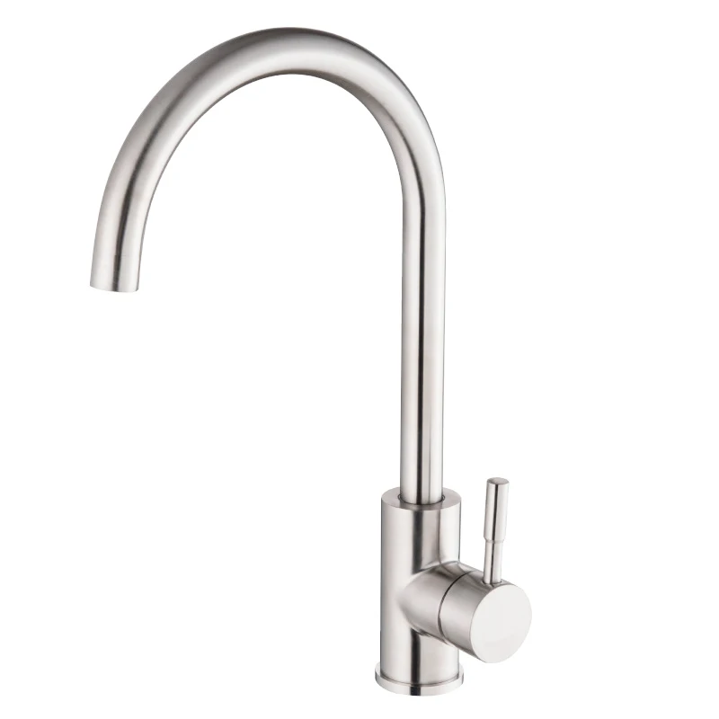 Online Küche Wasserhahn Edelstahl Einzigen Handgriff Waschbecken Wasserhahn Gebogene Einzigen Kalten Wasserhahn Kran Bad Becken Wasser Wasserhahn Deck Montieren